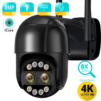 8MP-4K-2.8 mm +ø 12 mm Kettős Lencse 8X Hibrid Zoom, PTZ IP Kamera WiFi Emberi Érzékelés 4MP Audio P2P Biztonsági kamera Biztonsági Kamera