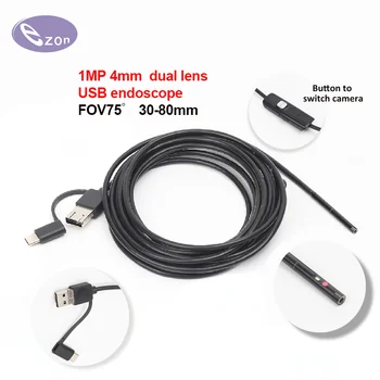 1MP 4MM kettős objektív USB endoszkóp 3,5 m flexibilis kábel EZ a KETTŐS CAM 4.0 MM
