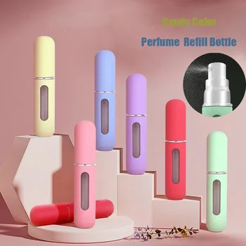 1db 5ml Cukorka Színű Mini Utazási Hordozható Alsó Töltés Parfümös Üveg Folyékony Al-Palackozó Spray Újratölthető Jar Üres Kozmetikai