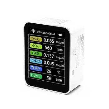 1Set Tuya Okos Wifi CO2 Érzékelő Érzékelő Levegő Minősége Multifunkcionális Monitor ,Fehér